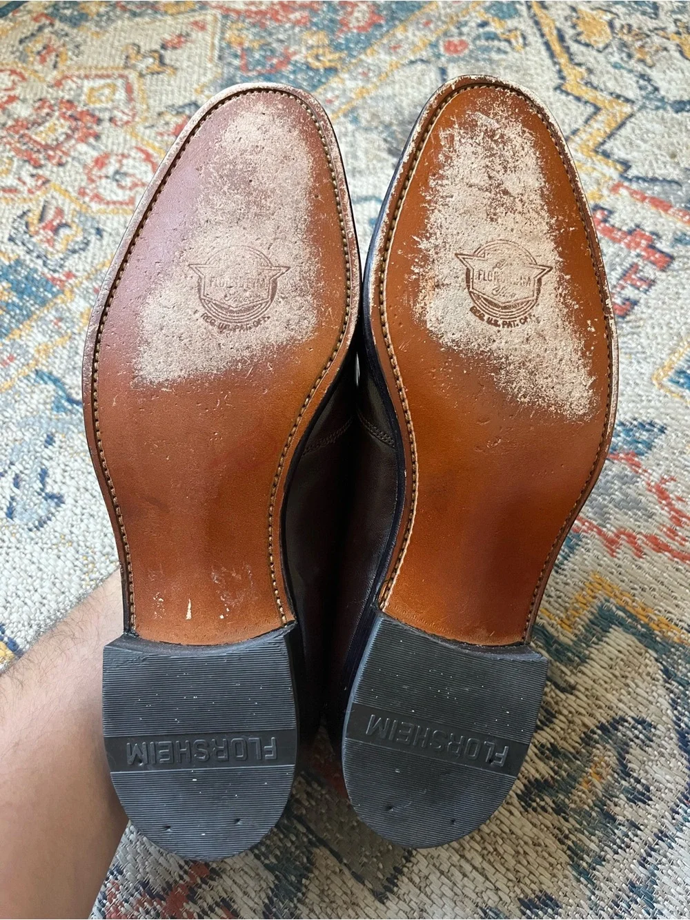 Florsheim Dark Oxblood Leather Slip-On Loafers with Gold Accents Size 9.5E